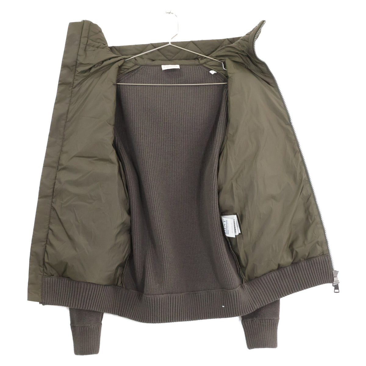 MONCLER Cardigan Hooded Down Knit Hybrid Jacket Khaki Size S