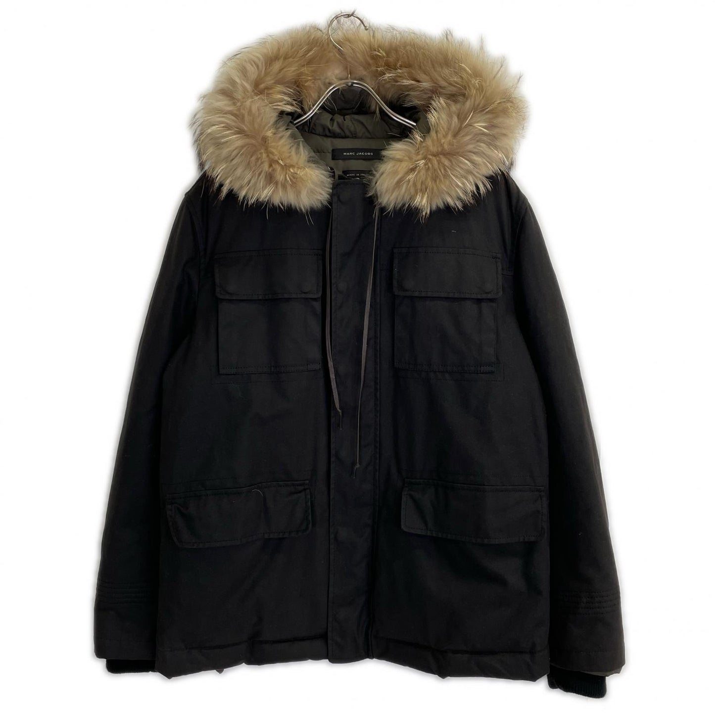 MARC JACOBS Black Fur-Trimmed Oiled Down Jacket