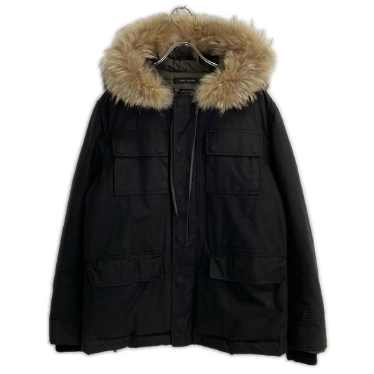 MARC JACOBS Black Fur-Trimmed Oiled Down Jacket