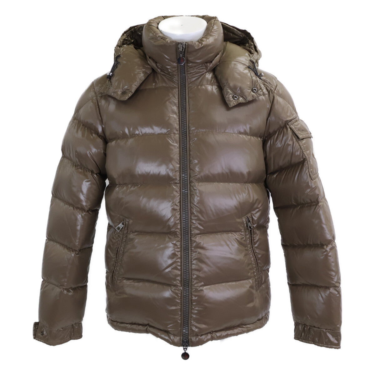 MONCLER MAYA Detachable Hood Nylon Down Jacket Khaki Size 1