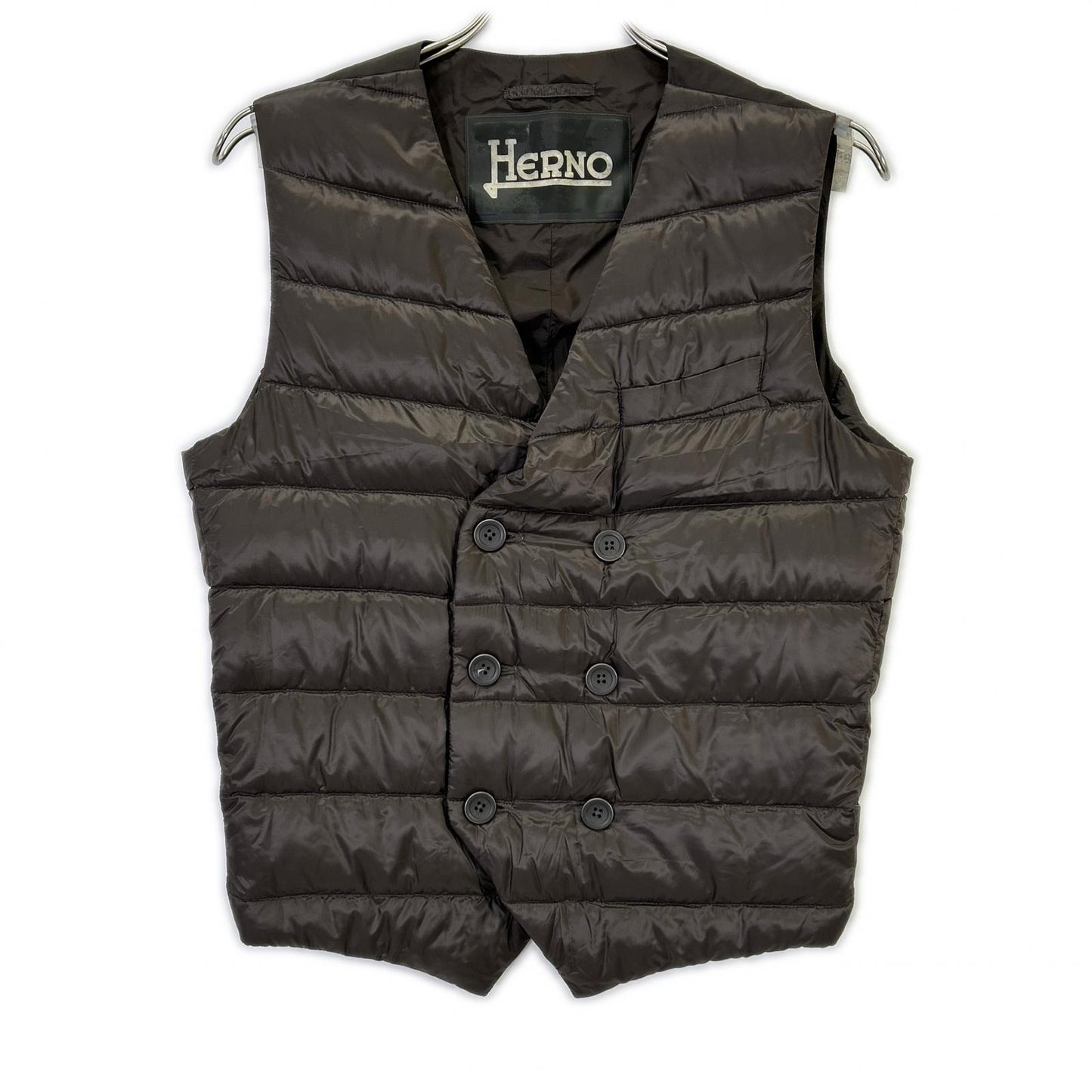 HERNO Brown Double-breasted Down Vest Size 44