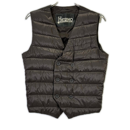HERNO Brown Double-breasted Down Vest Size 44