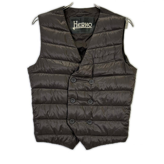 HERNO Brown Double-breasted Down Vest Size 44