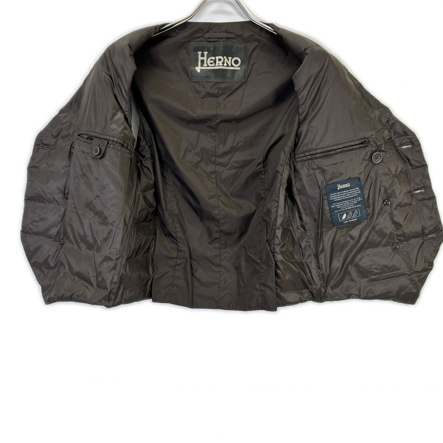 HERNO Brown Double-breasted Down Vest Size 44