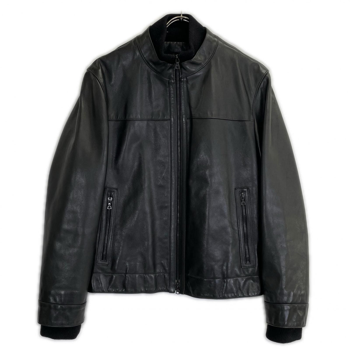 NeilBarrett Black Rib Leather Jacket Size XS