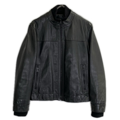 NeilBarrett Black Rib Leather Jacket Size XS