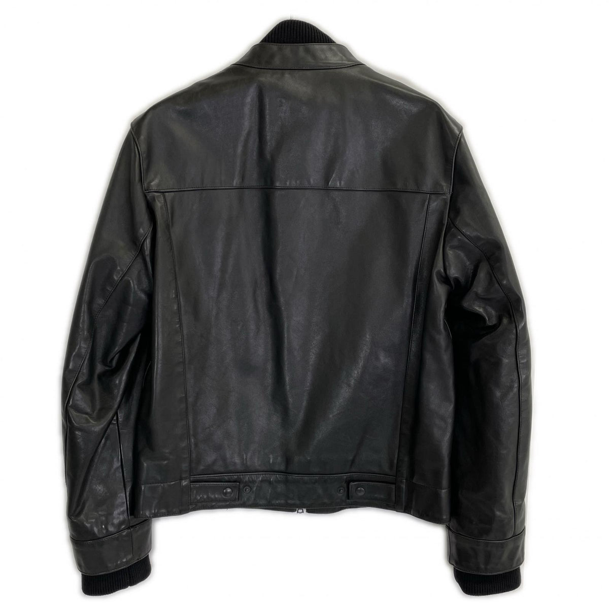 NeilBarrett Black Rib Leather Jacket Size XS