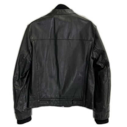 NeilBarrett Black Rib Leather Jacket Size XS