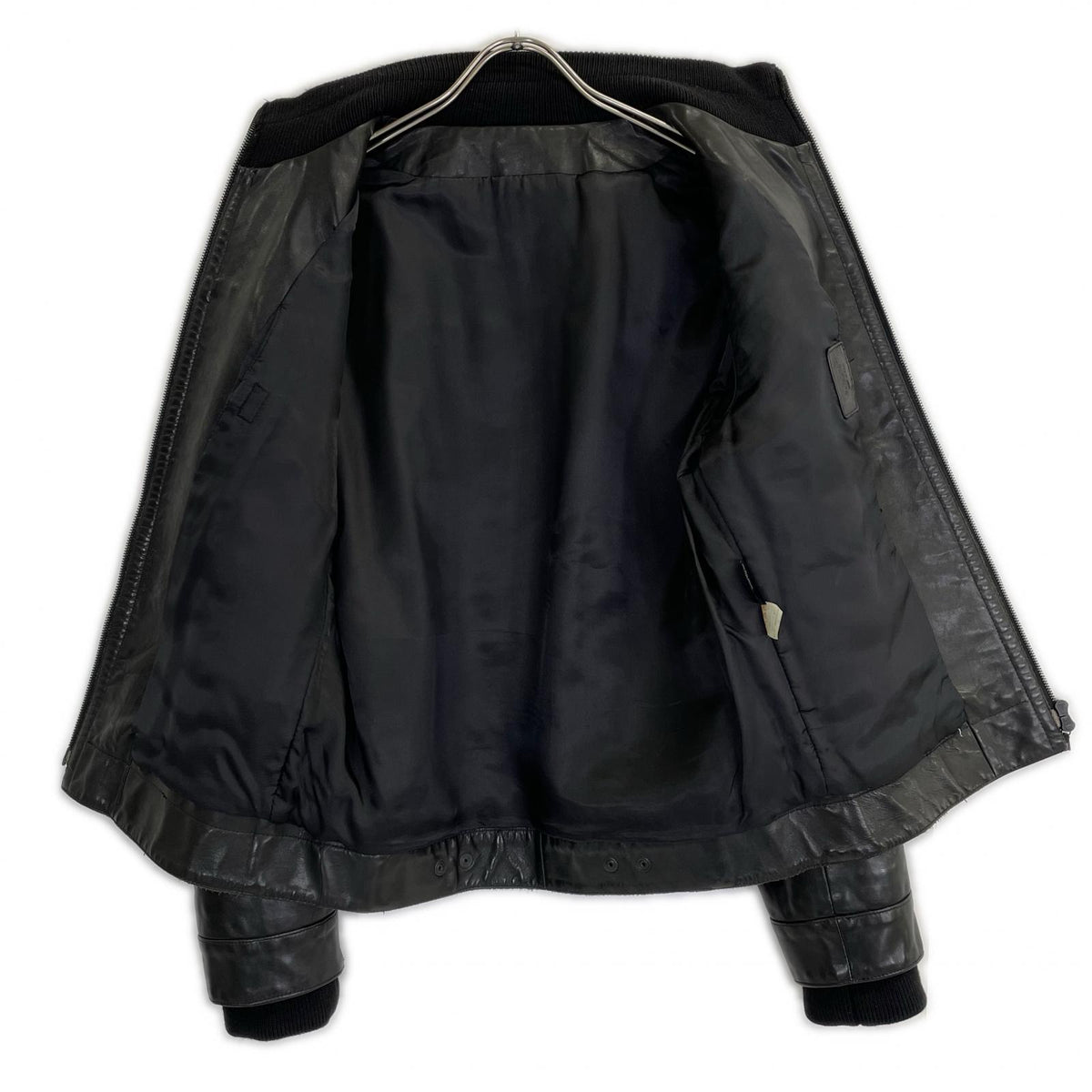 NeilBarrett Black Rib Leather Jacket Size XS