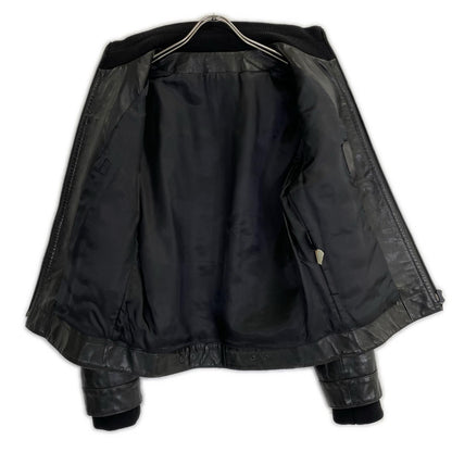 NeilBarrett Black Rib Leather Jacket Size XS