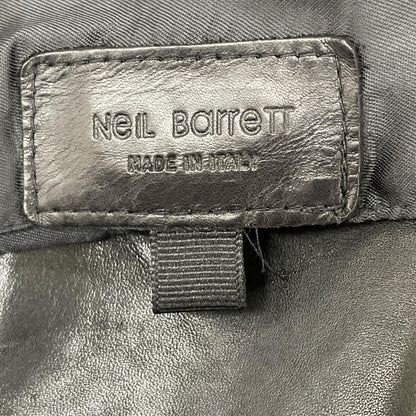 NeilBarrett Black Rib Leather Jacket Size XS