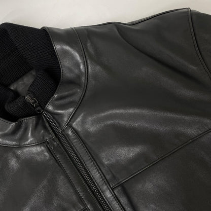 NeilBarrett Black Rib Leather Jacket Size XS