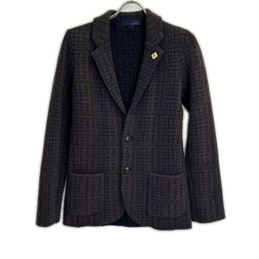 LARDINI Brown Jacquard Wool Knit Jacket Size XXS