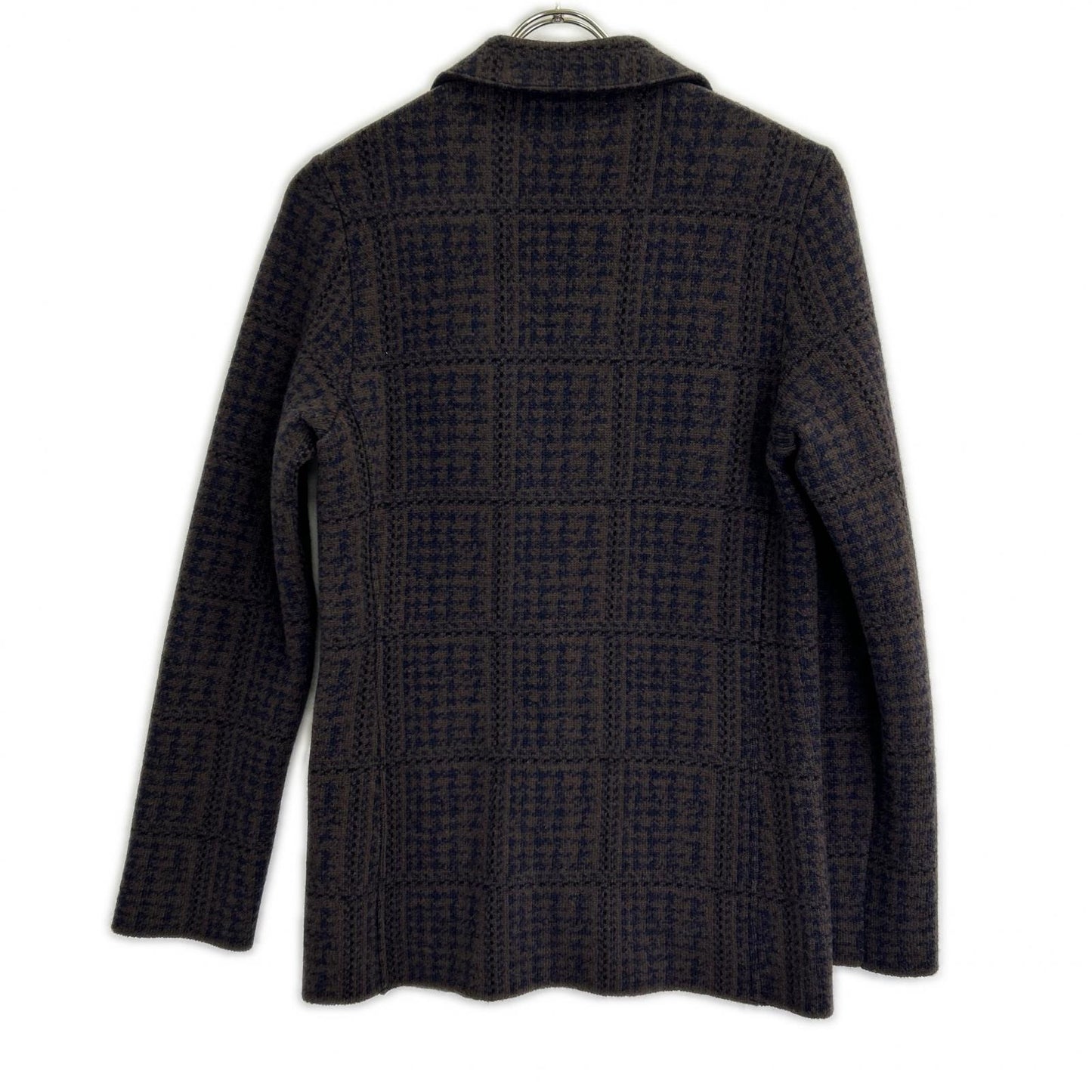 LARDINI Brown Jacquard Wool Knit Jacket Size XXS