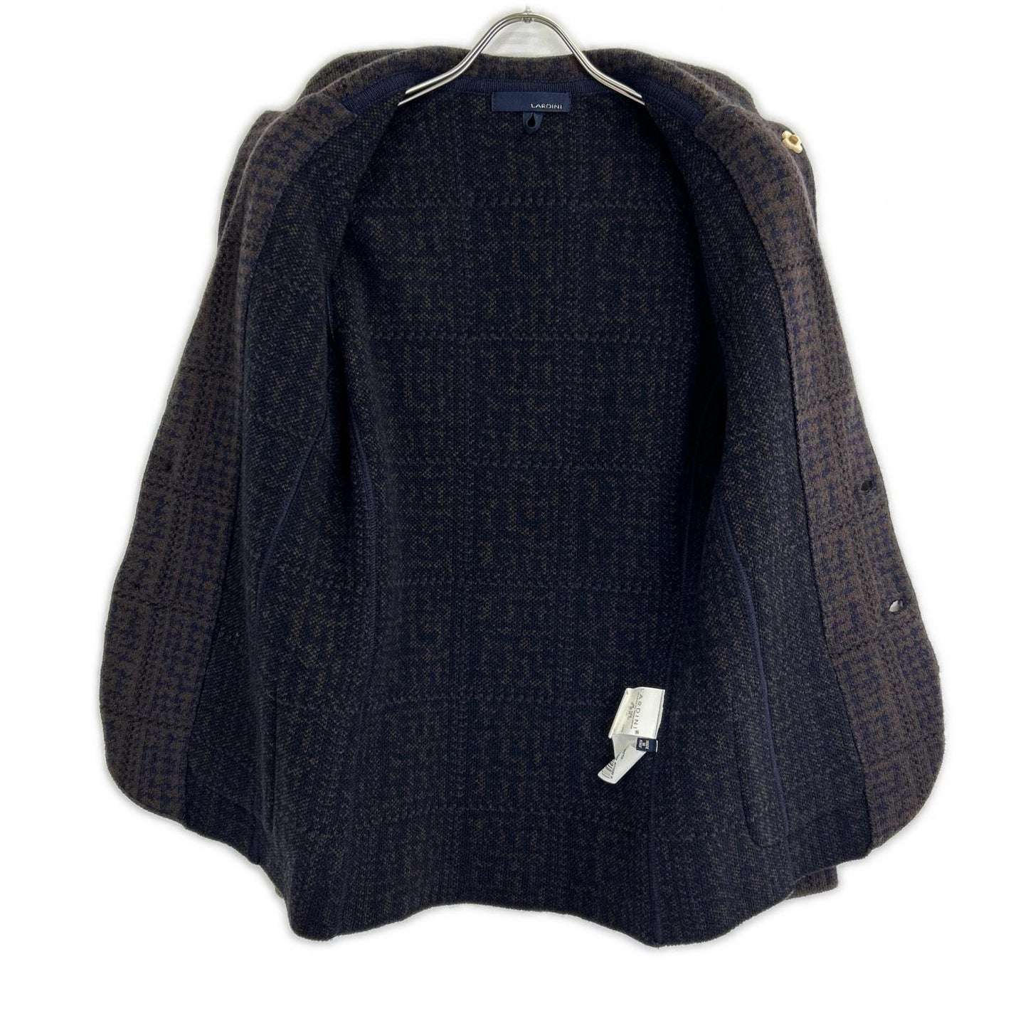 LARDINI Brown Jacquard Wool Knit Jacket Size XXS