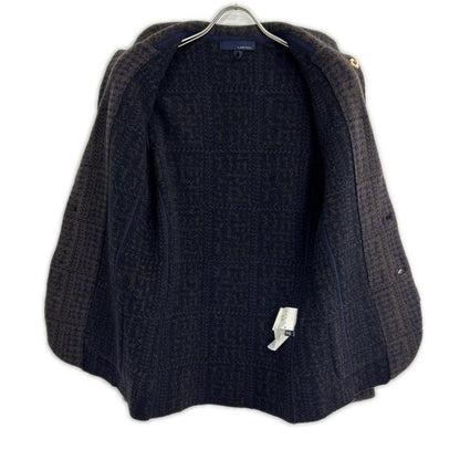 LARDINI Brown Jacquard Wool Knit Jacket Size XXS