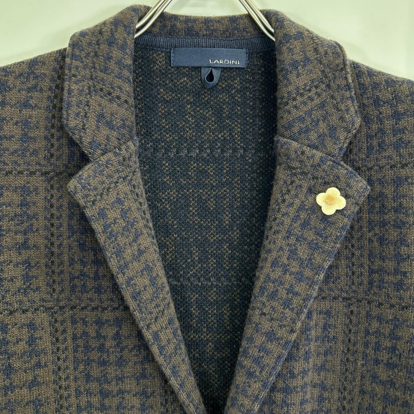 LARDINI Brown Jacquard Wool Knit Jacket Size XXS