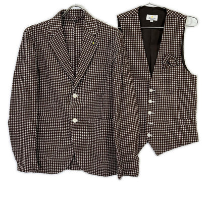GIANNETTO Brown Block Check Jacket Size 42
