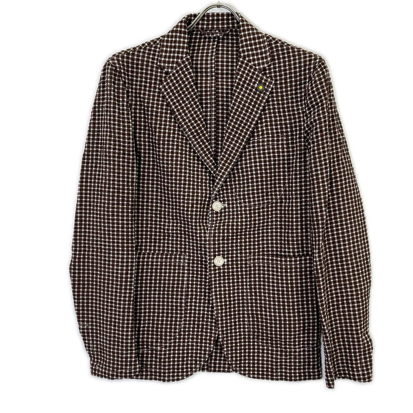 GIANNETTO Brown Block Check Jacket Size 42