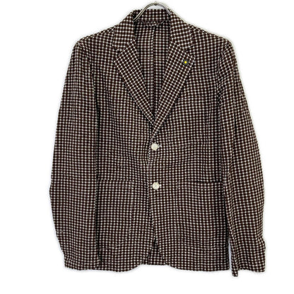 GIANNETTO Brown Block Check Jacket Size 42