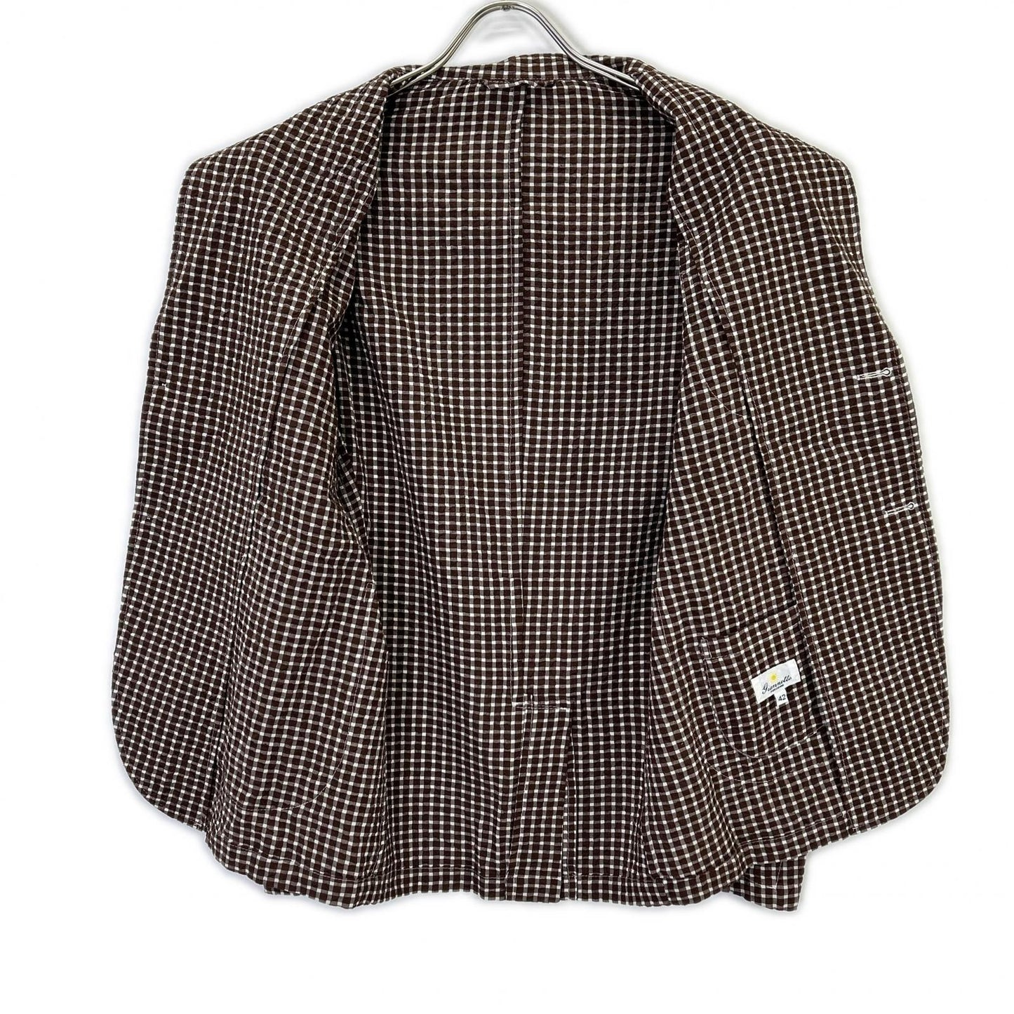 GIANNETTO Brown Block Check Jacket Size 42