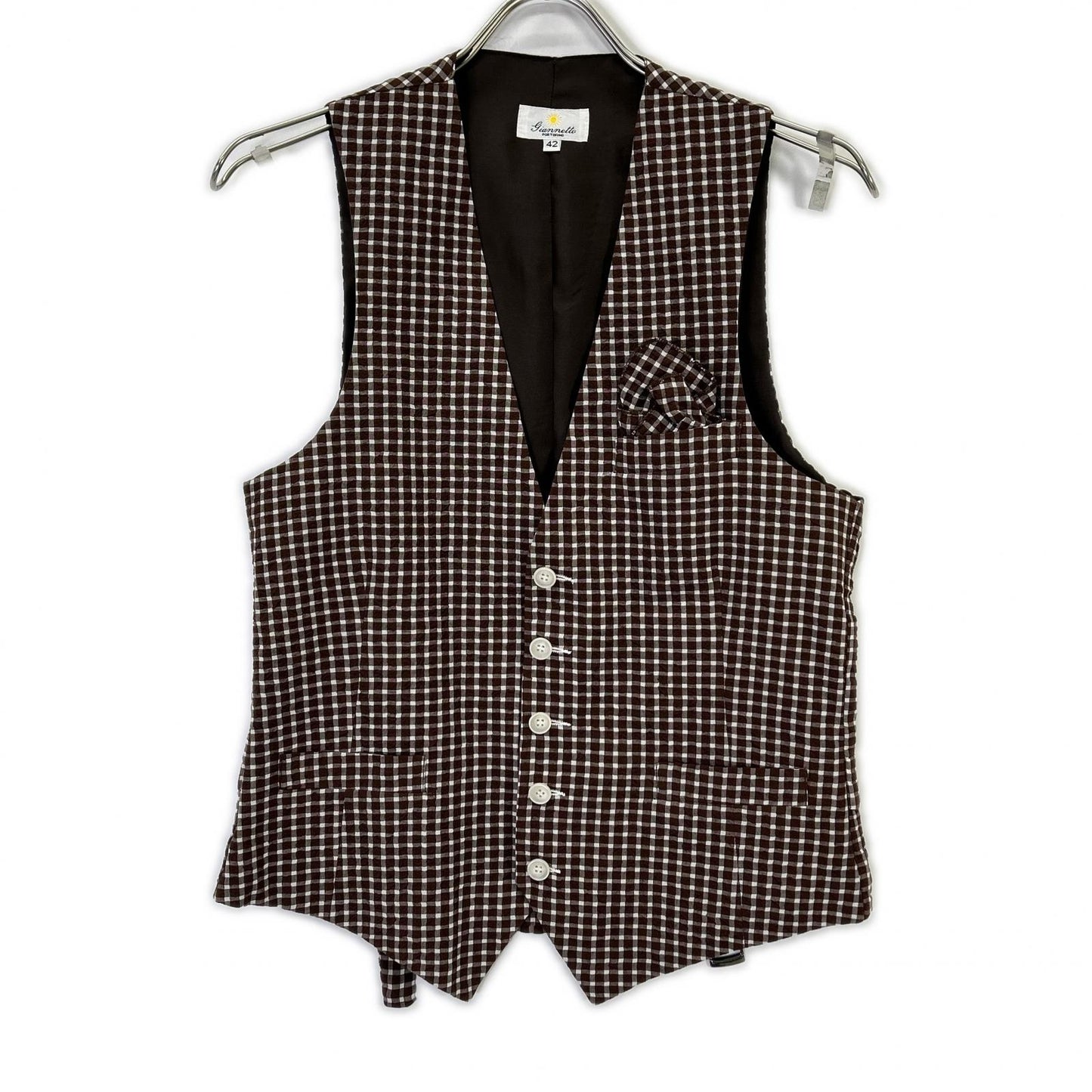 GIANNETTO Brown Block Check Jacket Size 42
