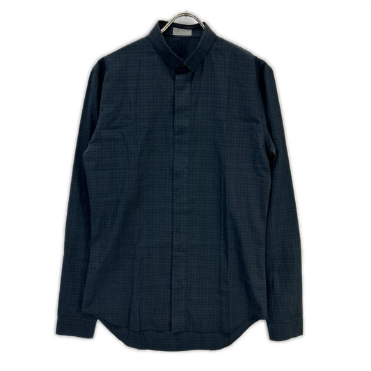 Dior HOMME Gray Shadow Check Long Sleeve Shirt Size 37