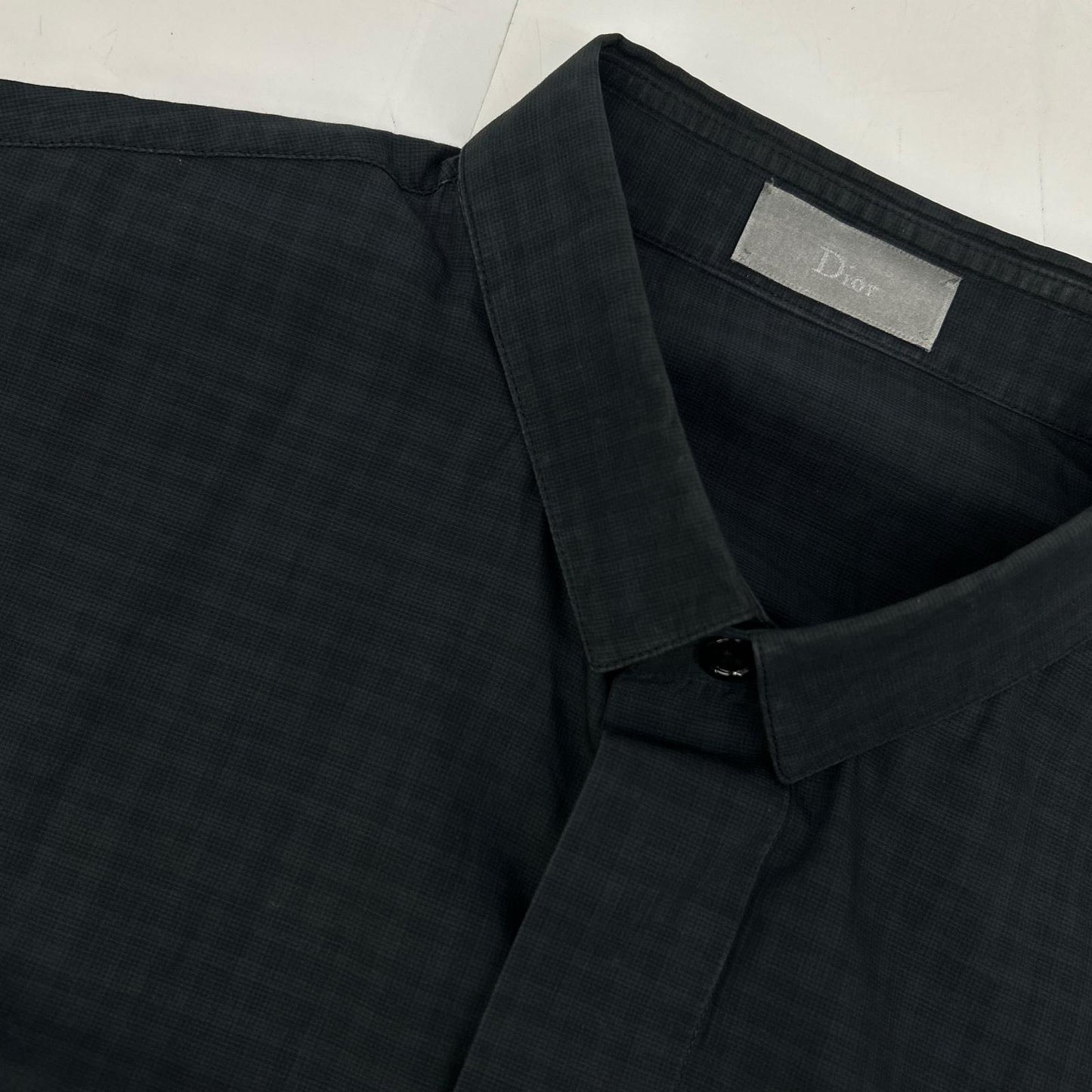 Dior HOMME Gray Shadow Check Long Sleeve Shirt Size 37