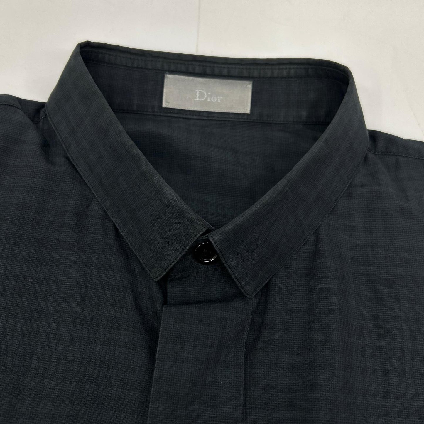 Dior HOMME Gray Shadow Check Long Sleeve Shirt Size 37
