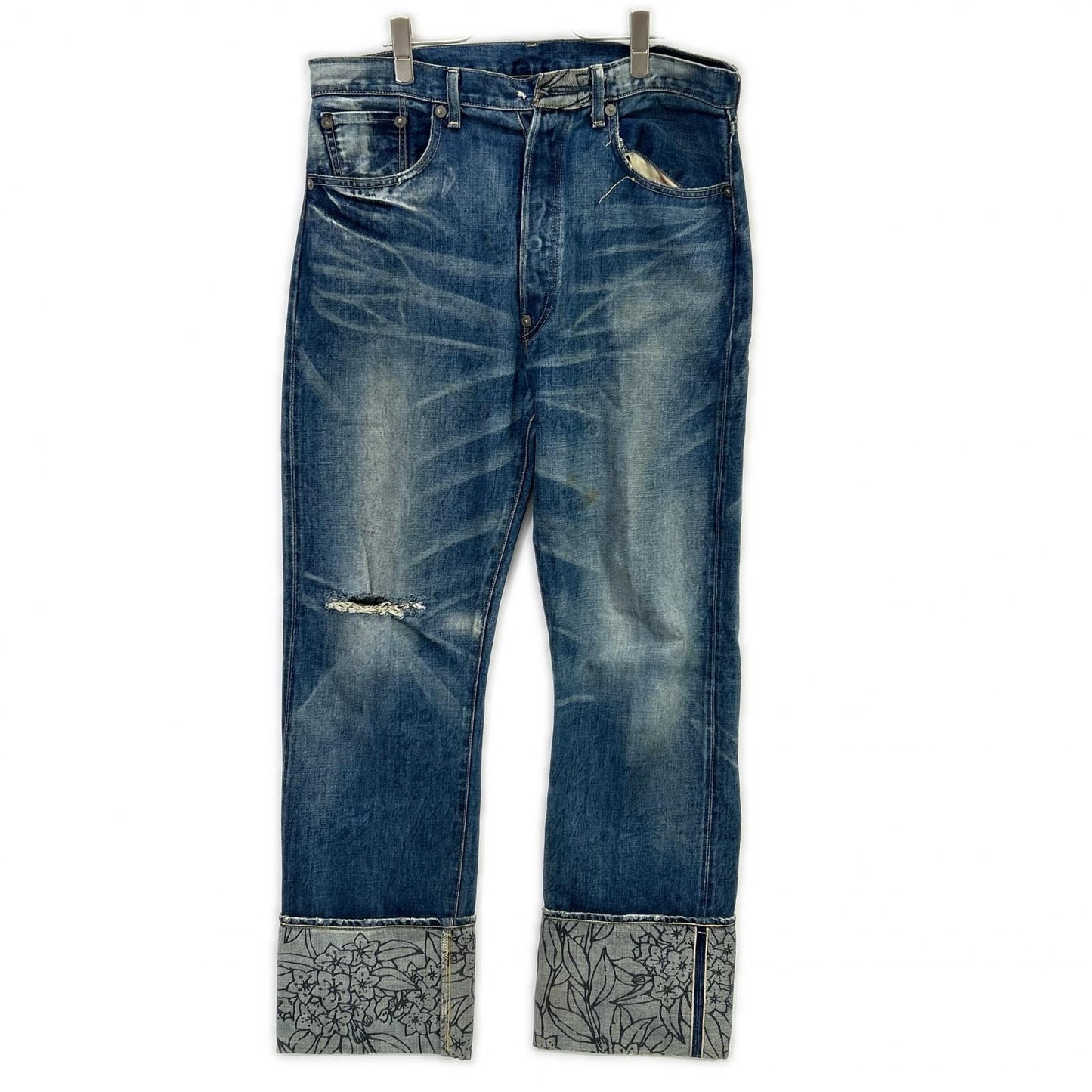 LEVI'S 44501 S501 Indigo Leather Cinch Back Size 36