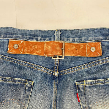 LEVI'S 44501 S501 Indigo Leather Cinch Back Size 36