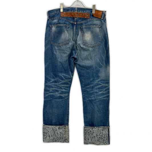 LEVI'S 44501 S501 Indigo Leather Cinch Back Size 36