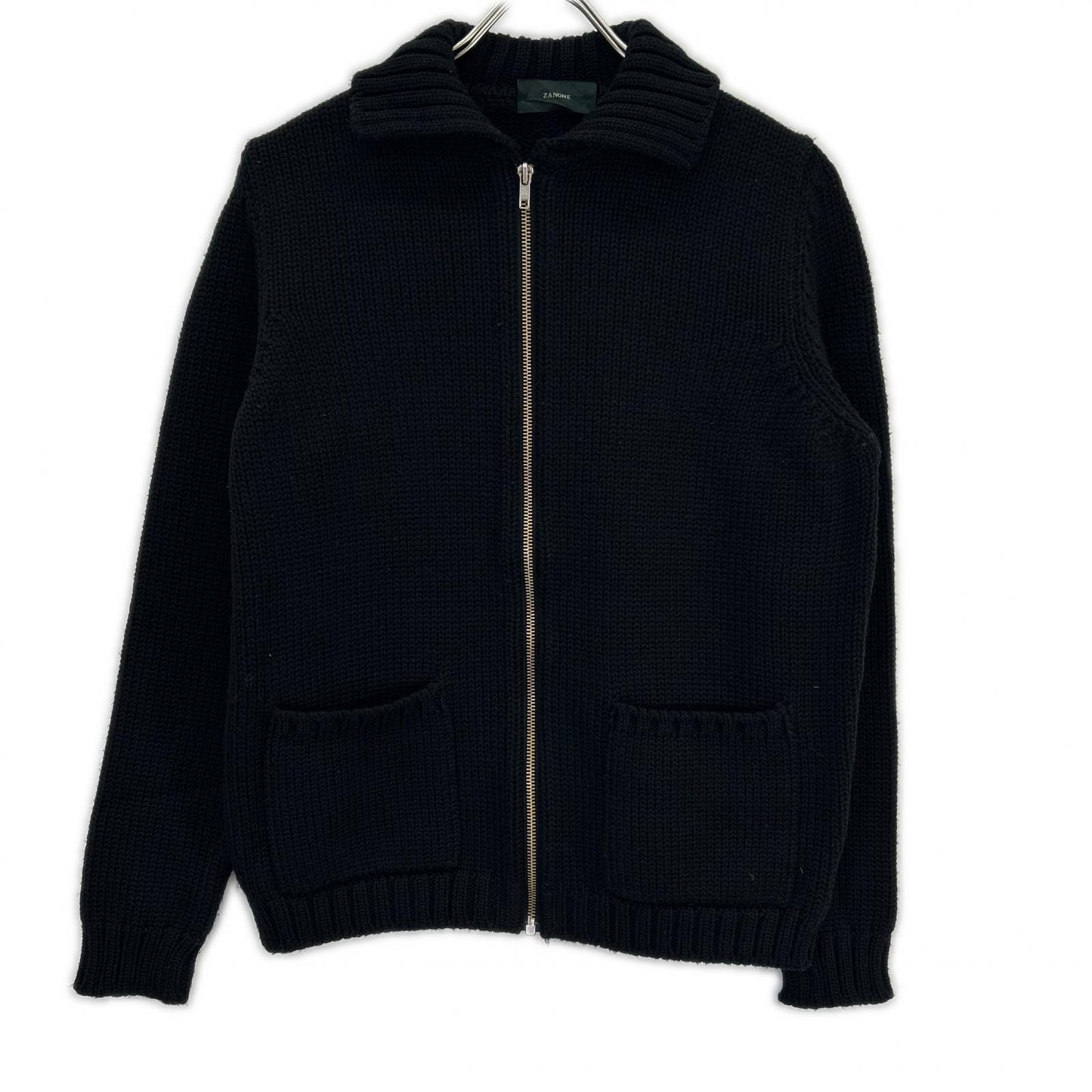 ZANONE Black Wool Zip Knit Jacket