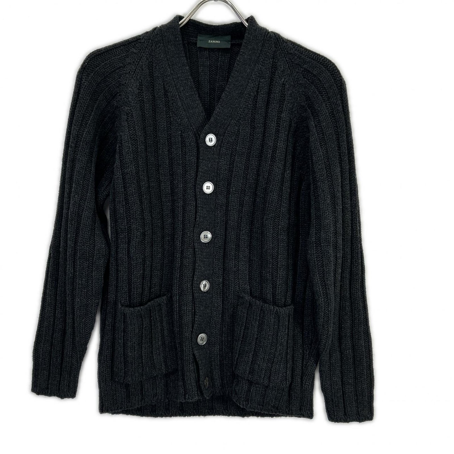 ZANONE Charcoal Wool Long-Sleeve Cardigan
