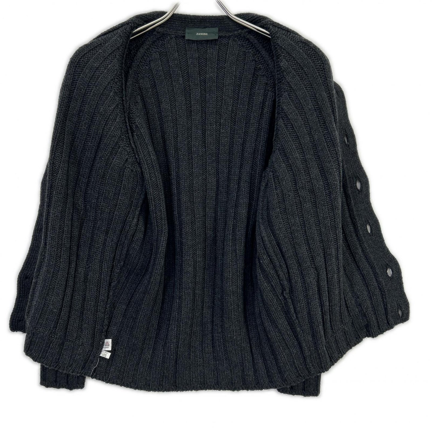 ZANONE Charcoal Wool Long-Sleeve Cardigan