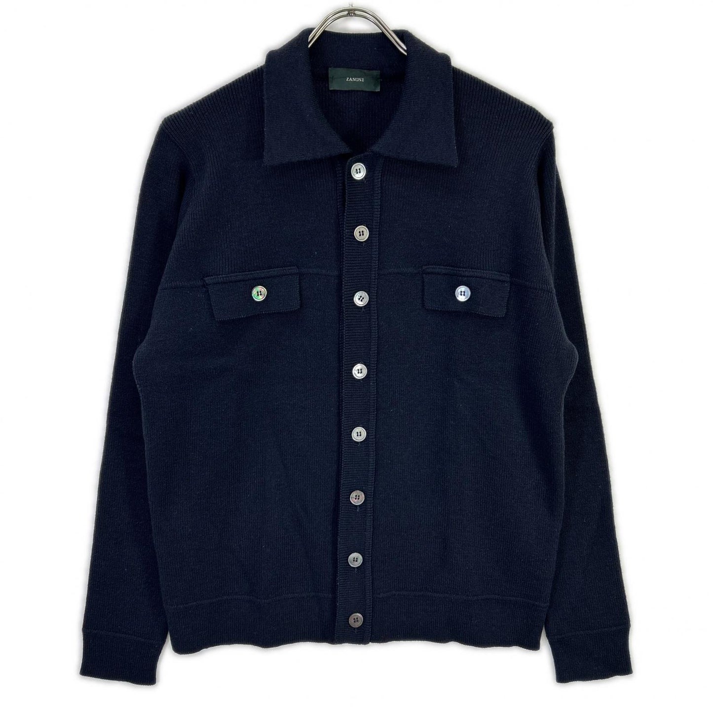 ZANONE Navy Wool Knit Jacket