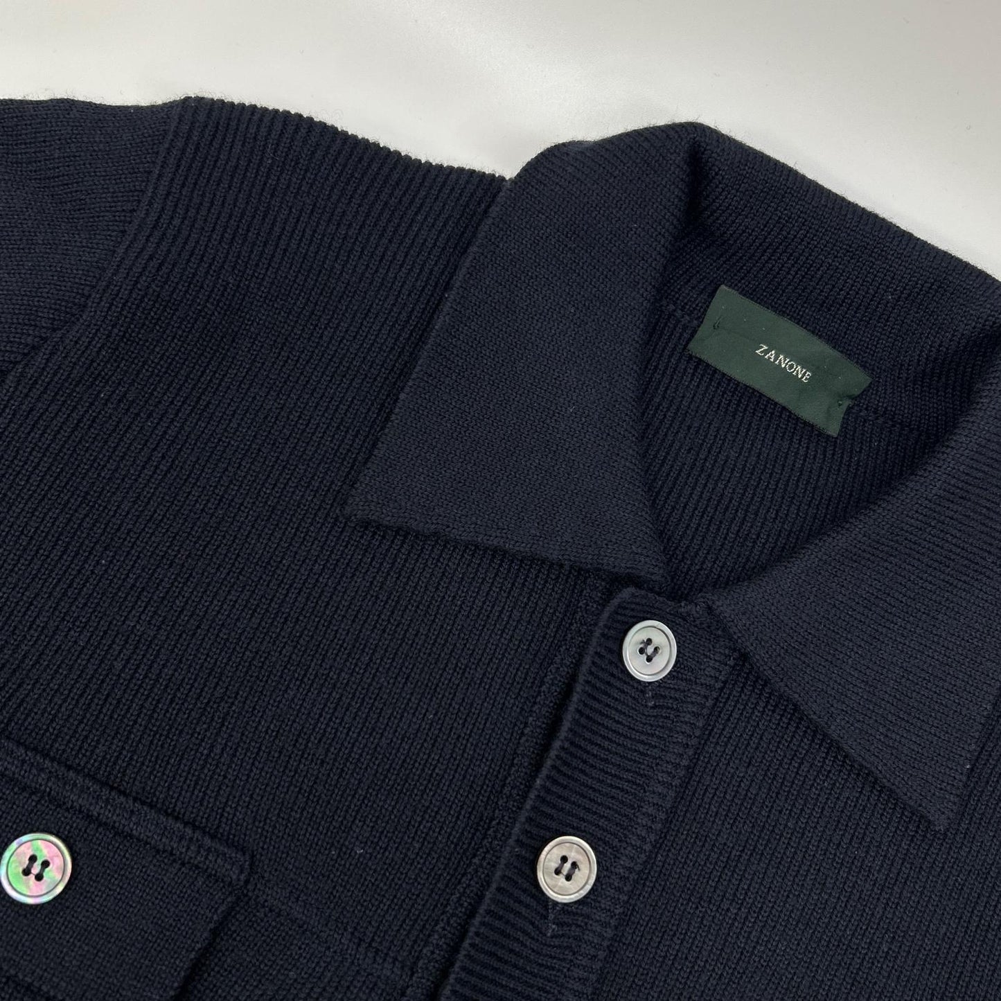 ZANONE Navy Wool Knit Jacket