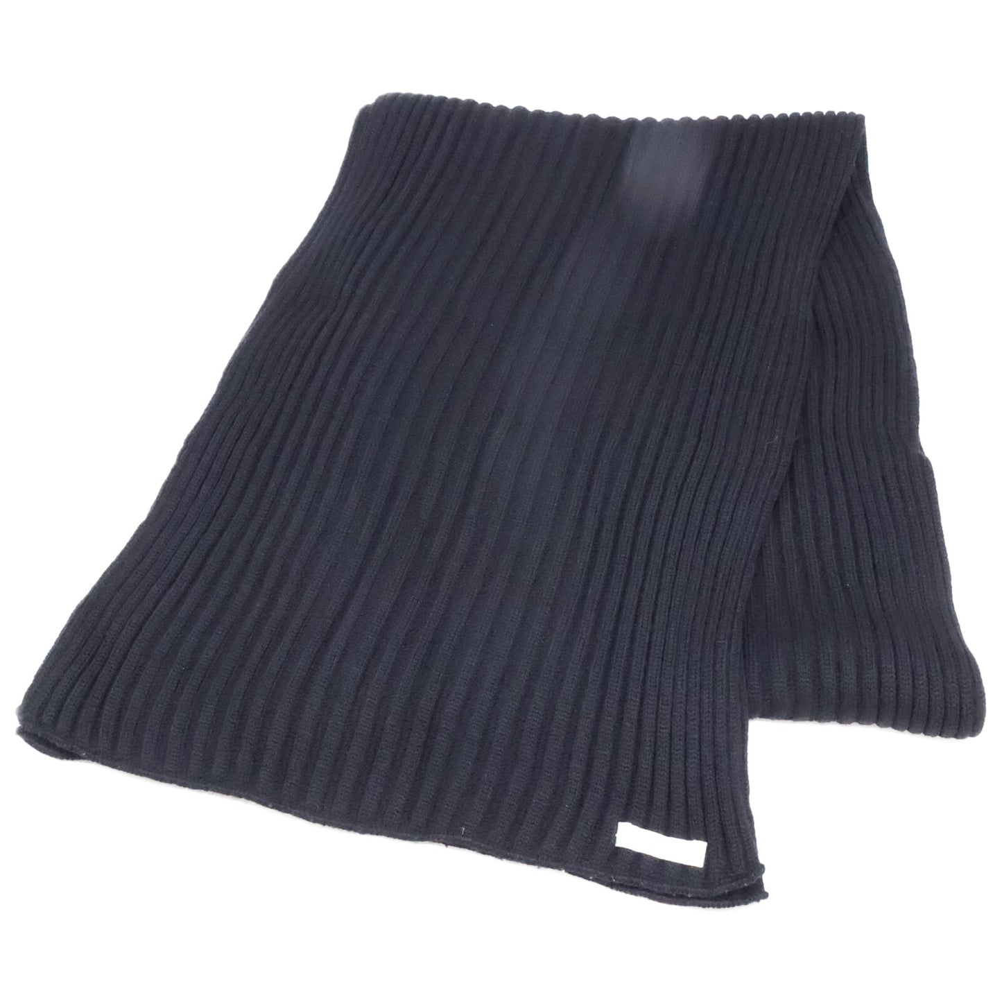 Loro Piana Black Wool Rib Knit Scarf
