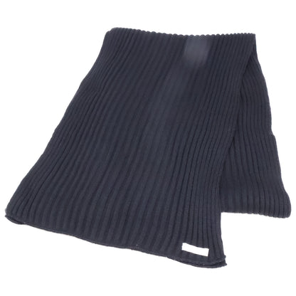 Loro Piana Black Wool Rib Knit Scarf