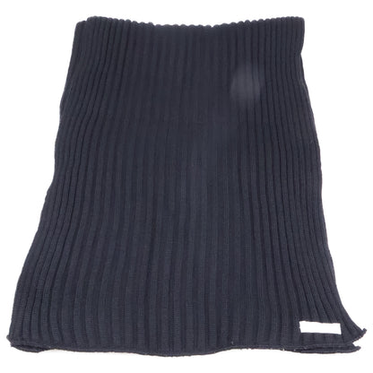 Loro Piana Black Wool Rib Knit Scarf