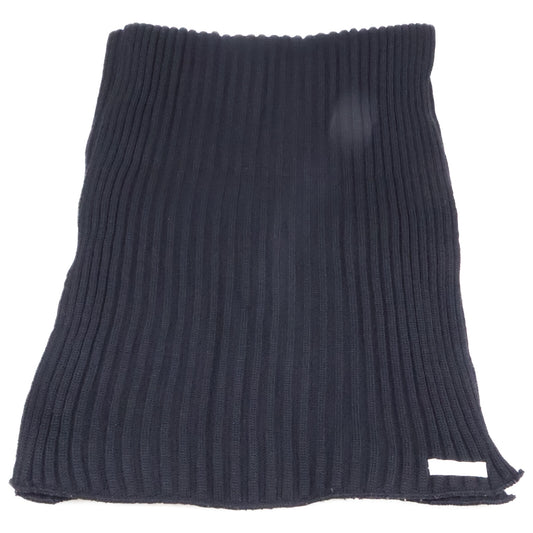 Loro Piana Black Wool Rib Knit Scarf