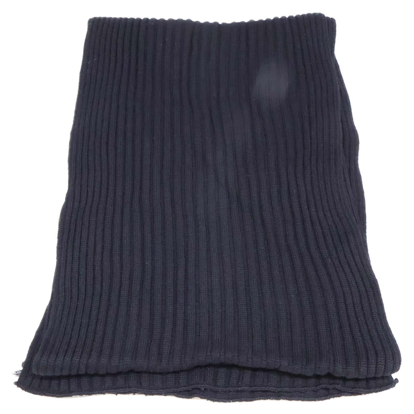 Loro Piana Black Wool Rib Knit Scarf