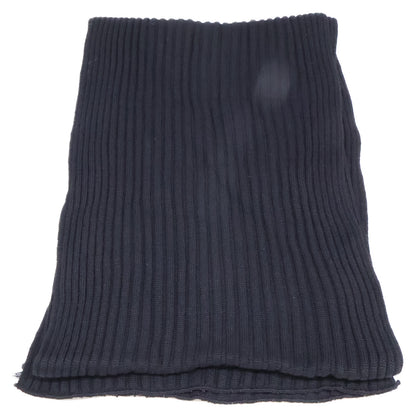 Loro Piana Black Wool Rib Knit Scarf