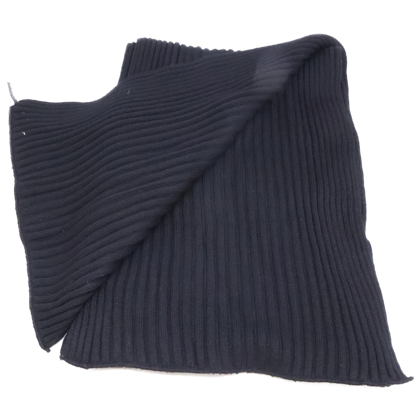 Loro Piana Black Wool Rib Knit Scarf