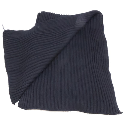Loro Piana Black Wool Rib Knit Scarf