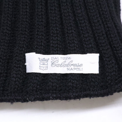 Loro Piana Black Wool Rib Knit Scarf