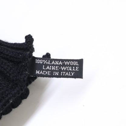 Loro Piana Black Wool Rib Knit Scarf