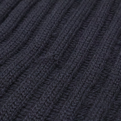 Loro Piana Black Wool Rib Knit Scarf