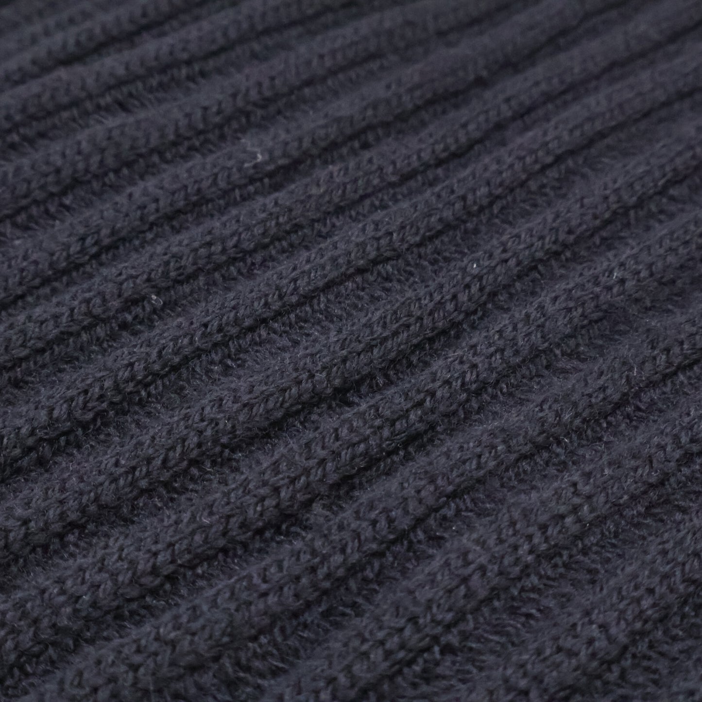 Loro Piana Black Wool Rib Knit Scarf