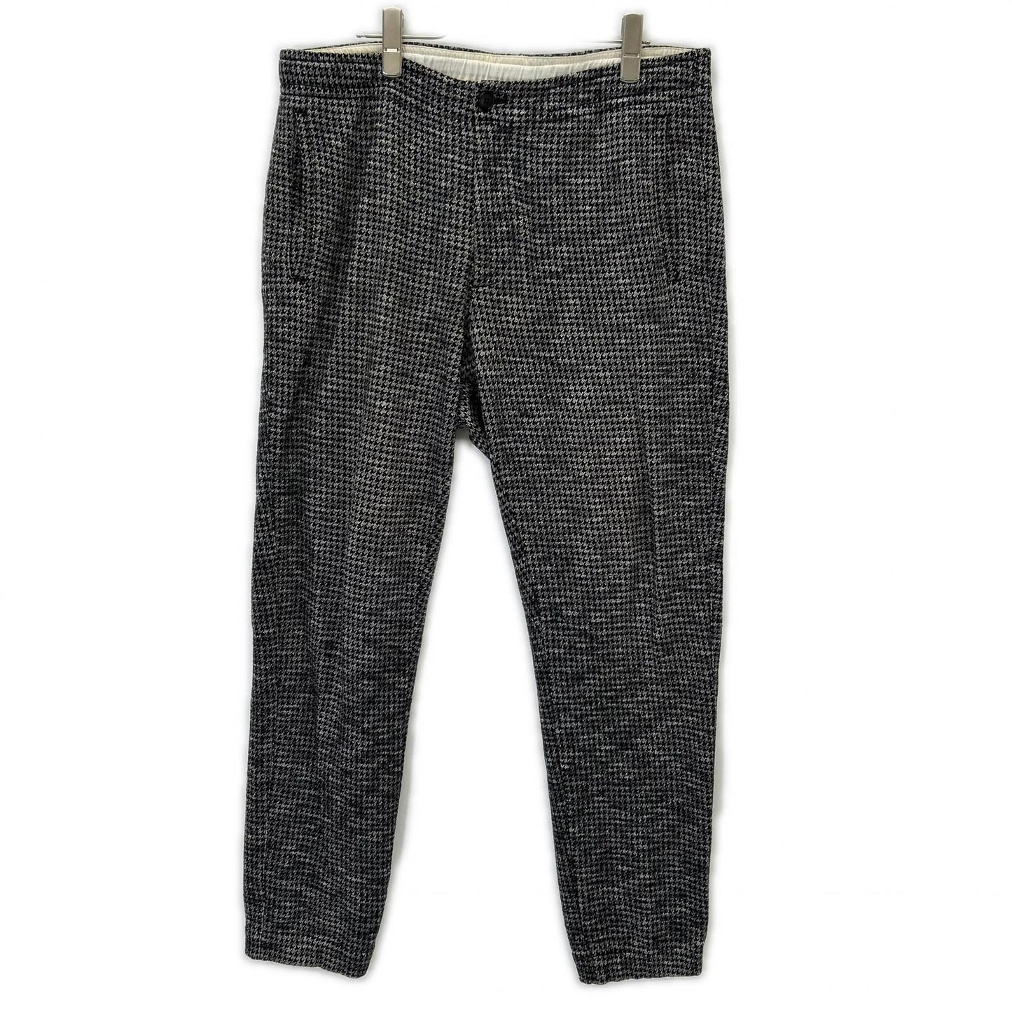 Z Zegna Black Gray Houndstooth Wool Pants Size 48